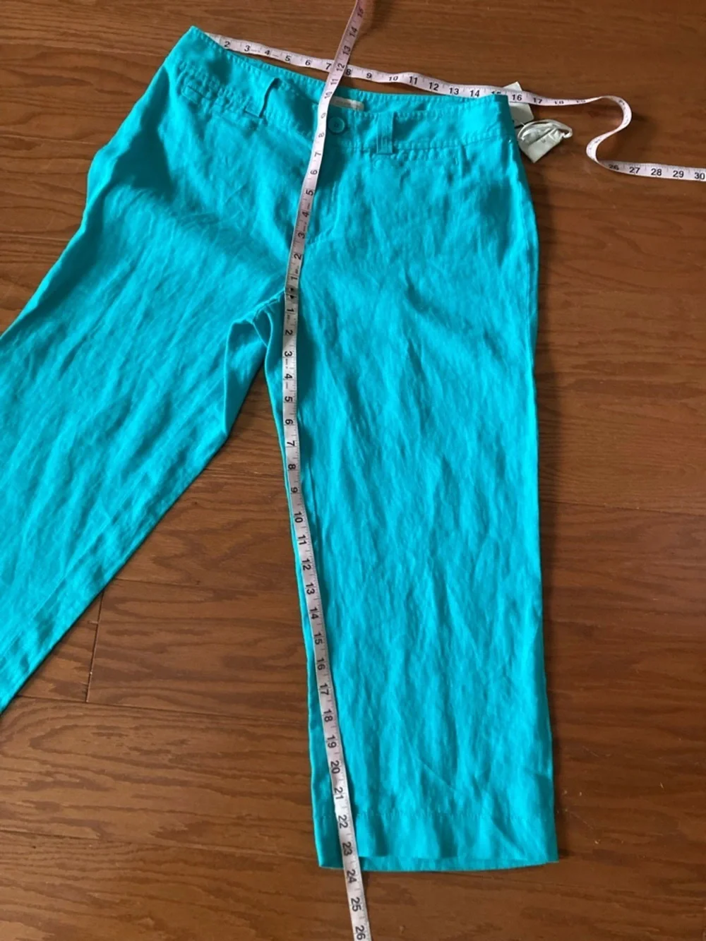 Madison capri linen  pants wide leg zip back Size 10 NWT